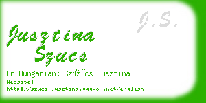 jusztina szucs business card